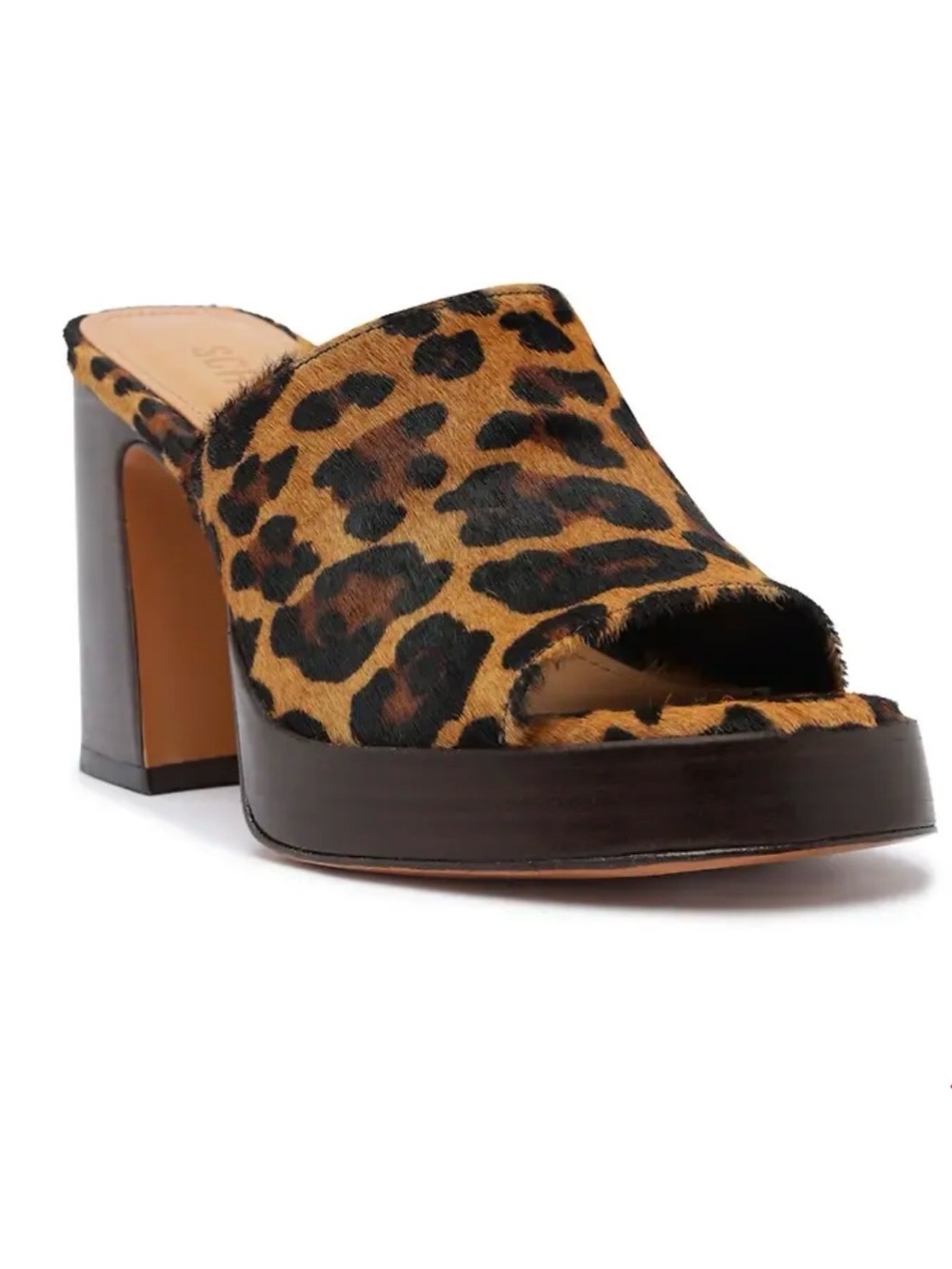 SCHUTZ Leopard-Print Platform Sandal calf hair Sz 9.5 B NIB